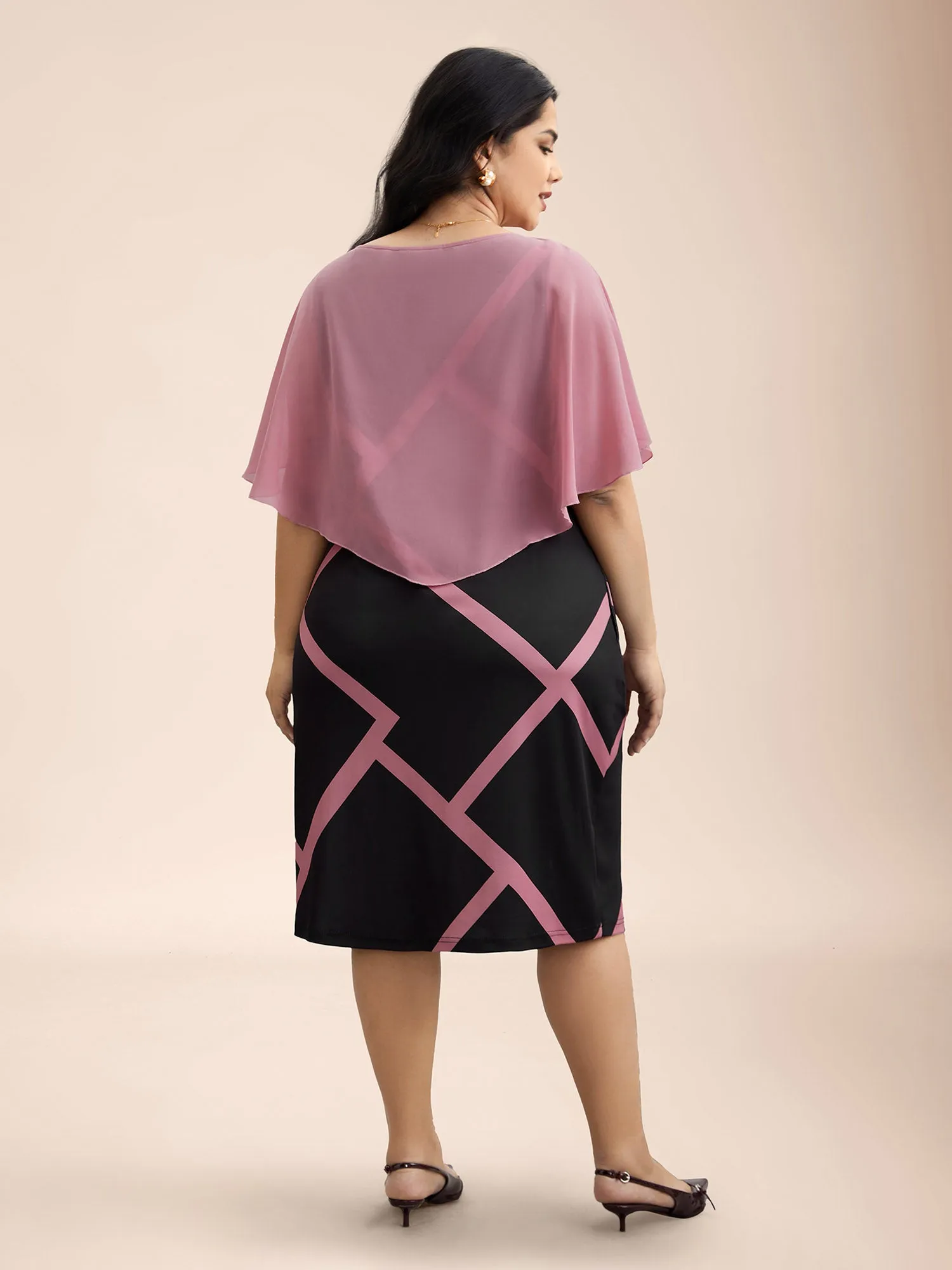2-in-1 Color-Block Sheer Top Midi Dress sold by Bloomchic product image thumbnail 5