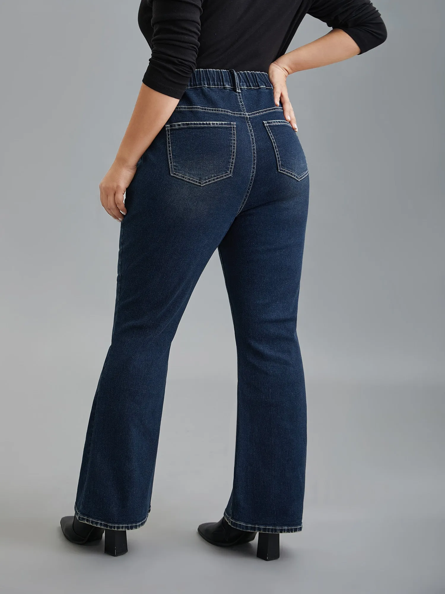 Whiskered Stretchy Waist Bootcut Jeans sold by Bloomchic product image thumbnail 2