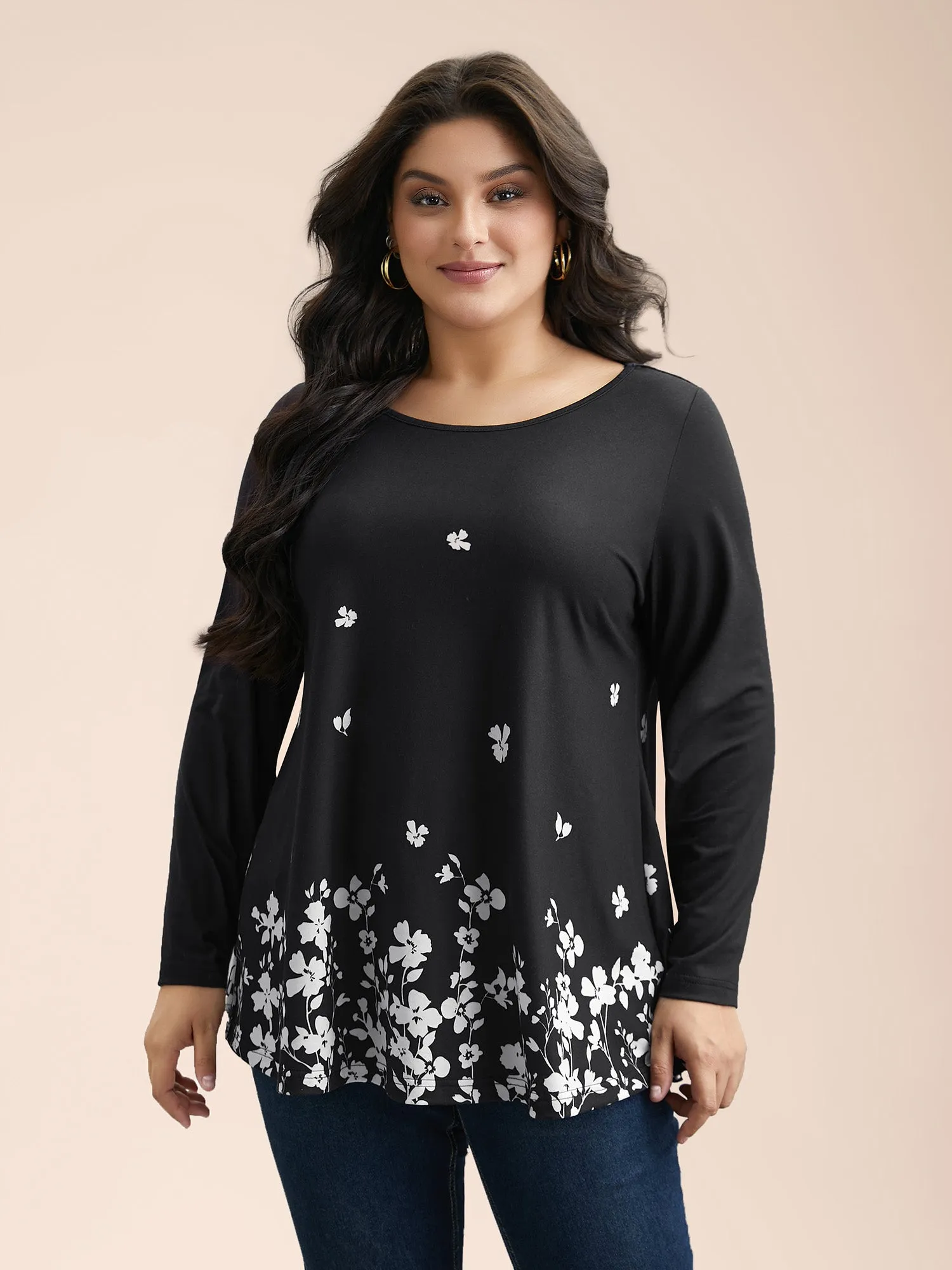 Floral Print Round Neck Fitted Top sold by Bloomchic product image thumbnail 3