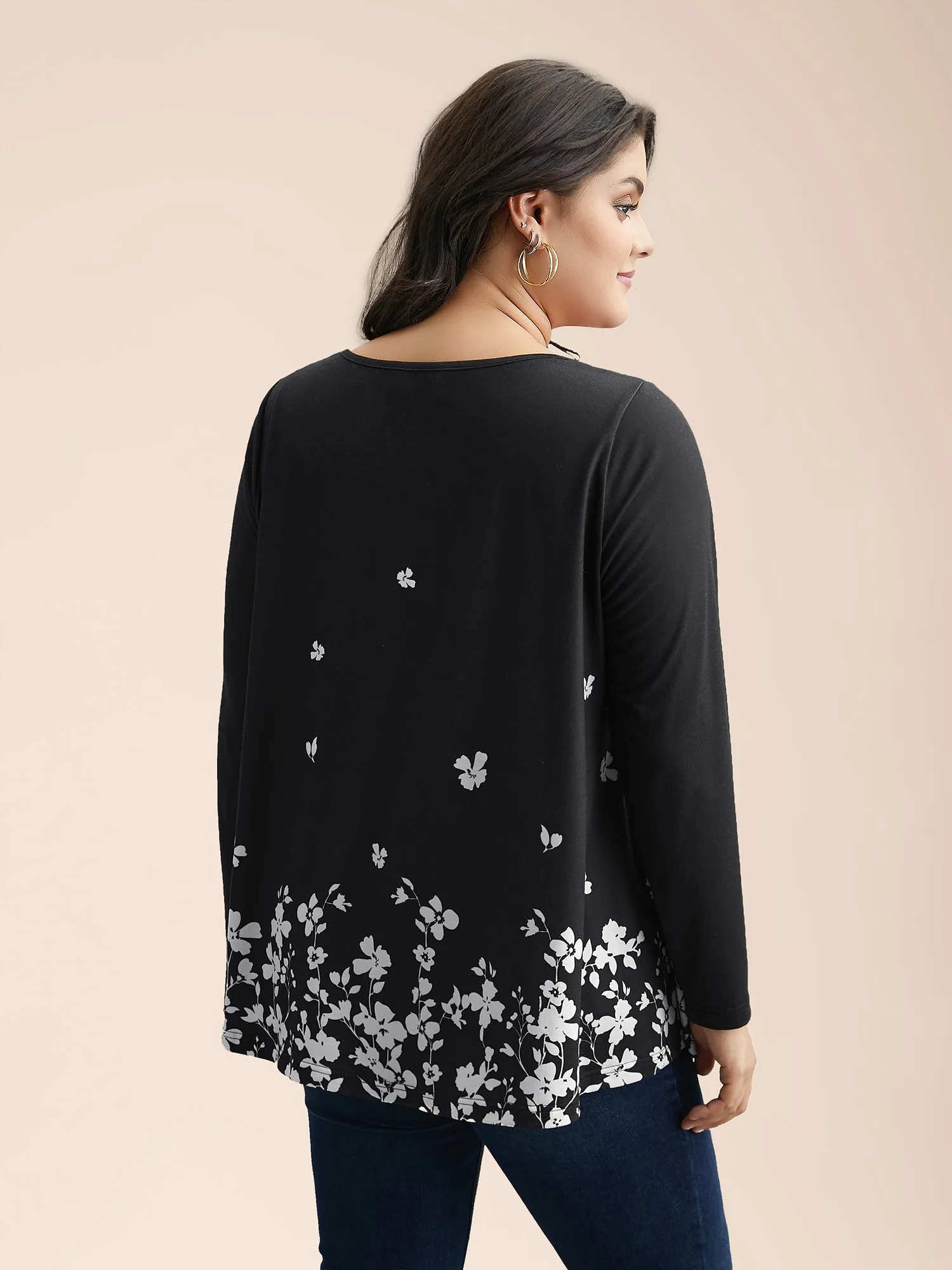 Floral Print Round Neck Fitted Top sold by Bloomchic product image thumbnail 2