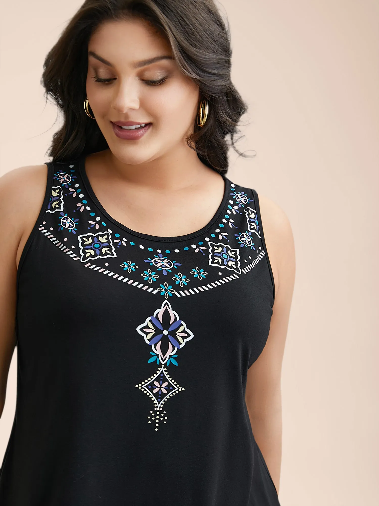 Boho Print Stretchy Round Neck Vest sold by Bloomchic product image thumbnail 3