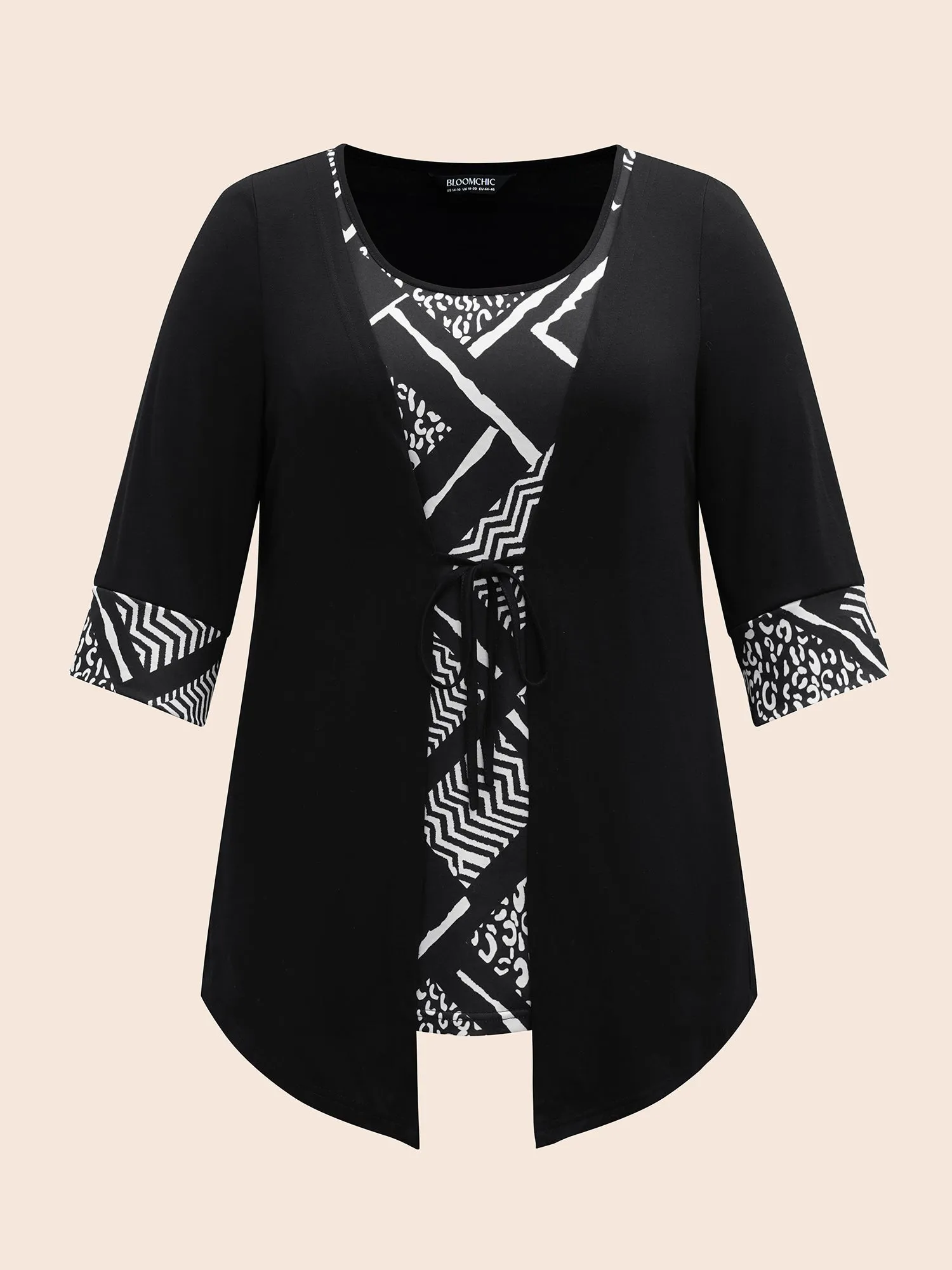 2-in-1 Geometric Print Patchwork Stretchy Top sold by Bloomchic product image thumbnail 4