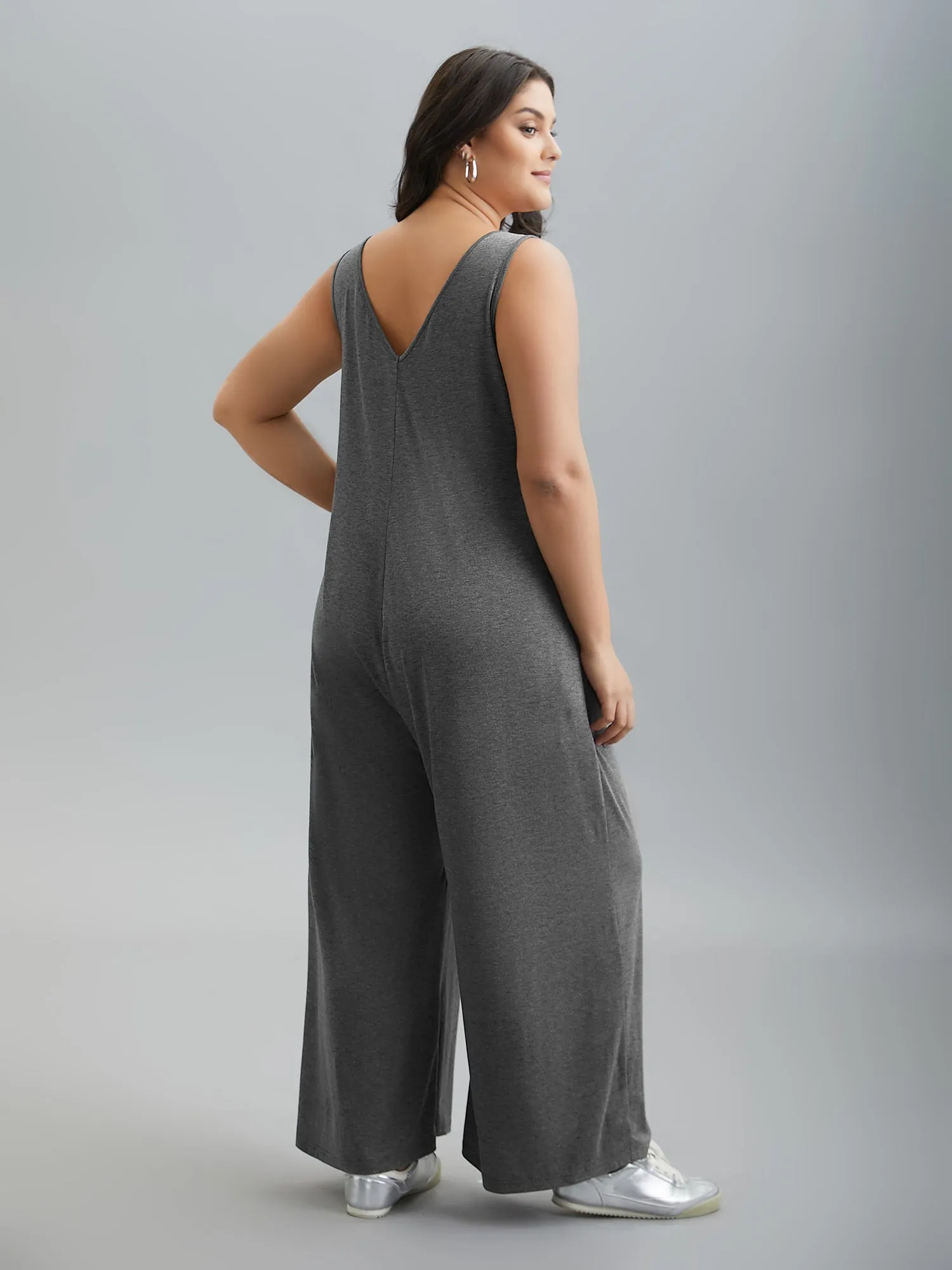 Button-Front Lightweight Wide-Leg Jumpsuit sold by Bloomchic product image thumbnail 5
