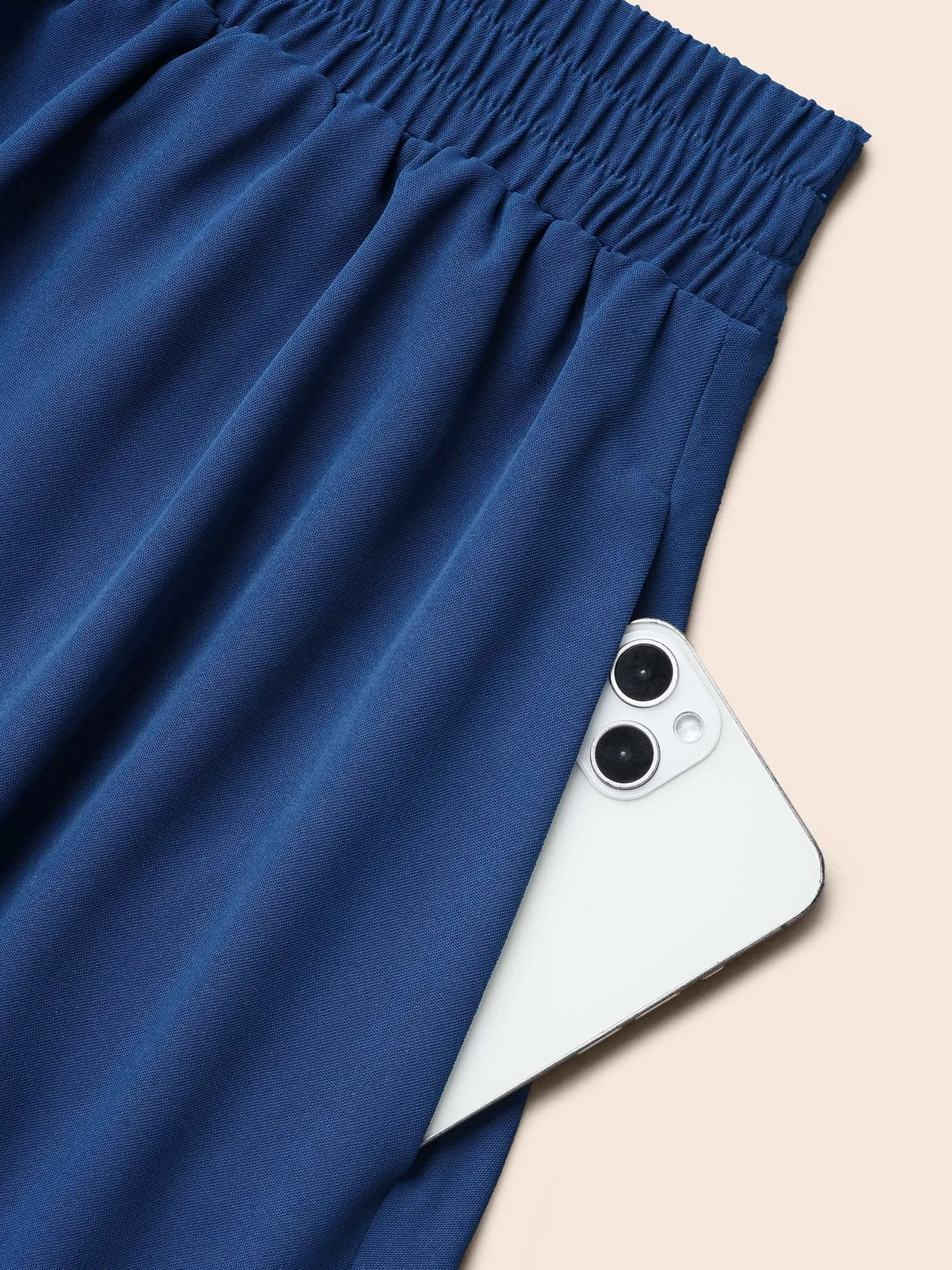 Asymmetrical Hem Stretchy-Waist Plain Midi Skirt sold by Bloomchic product image thumbnail 5