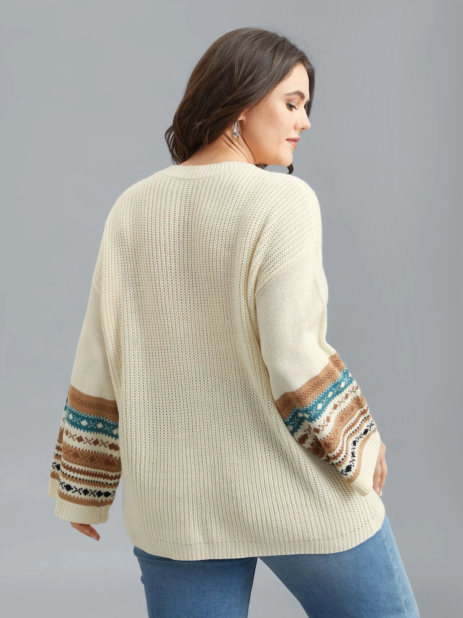 Round Neck Color-Block Textured Pullover sold by Bloomchic product image thumbnail 2