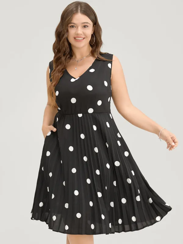 Polka Dot Pocket Pleated Hem Tank Dress sold by Bloomchic