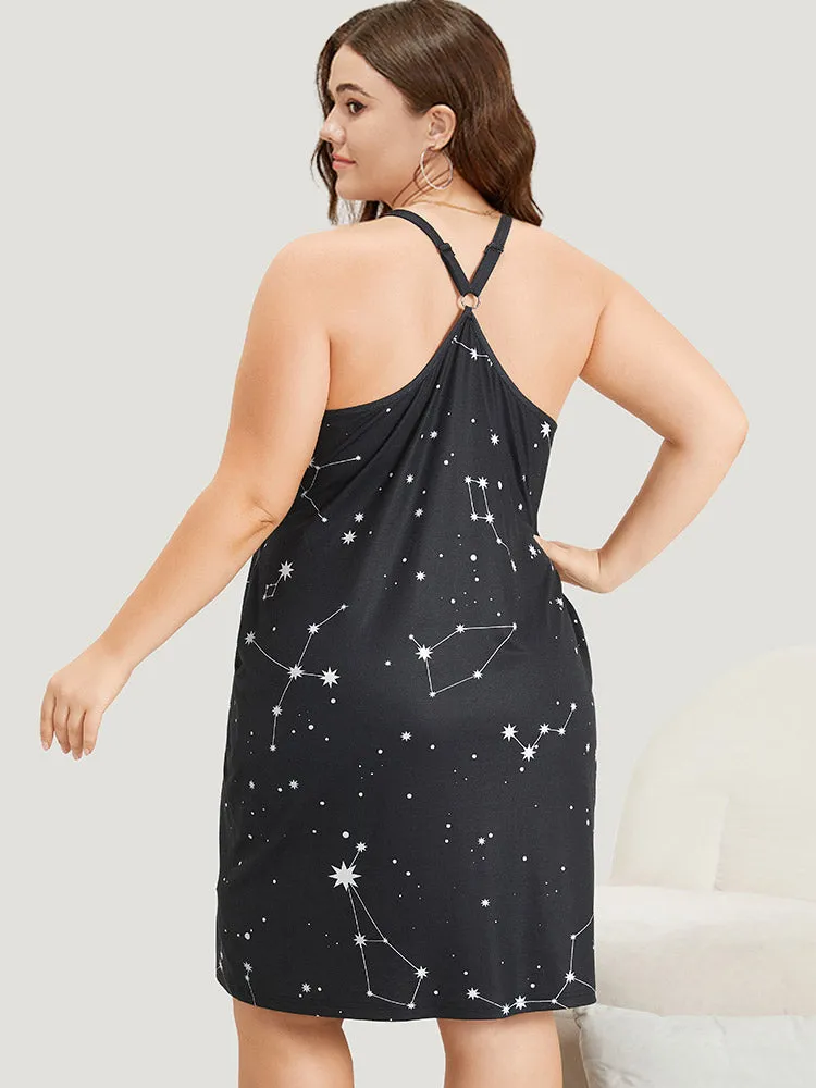 Star Print Pocket Midi Sleep Cami Dress sold by Bloomchic product image thumbnail 2
