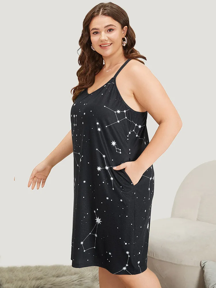 Star Print Pocket Midi Sleep Cami Dress sold by Bloomchic product image thumbnail 5