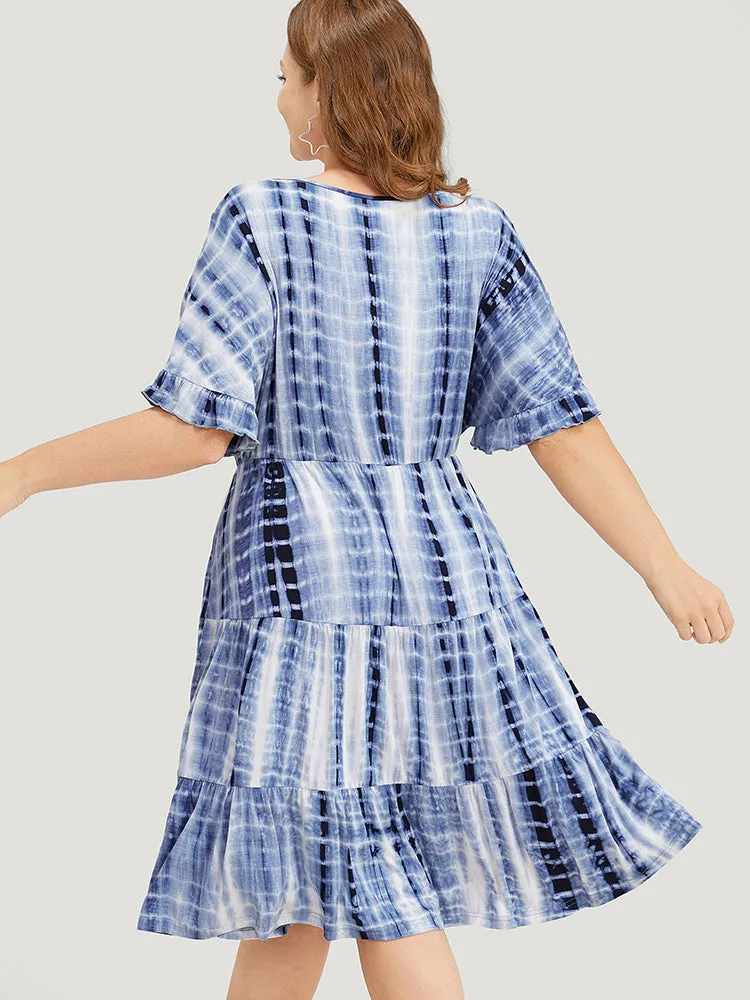 Tie Dye Dolman Sleeve Pocket Ruffle Tiered Dress sold by Bloomchic product image thumbnail 3