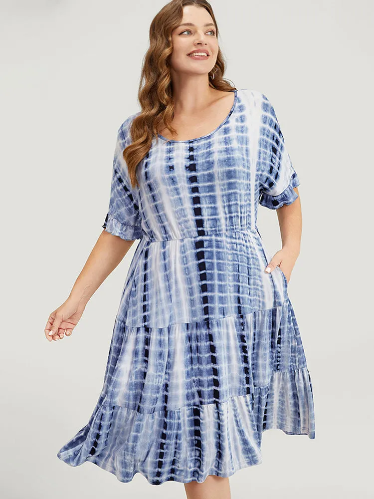 Tie Dye Dolman Sleeve Pocket Ruffle Tiered Dress sold by Bloomchic product image thumbnail 4