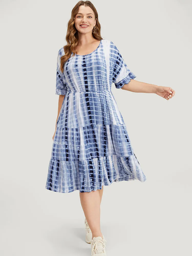 Tie Dye Dolman Sleeve Pocket Ruffle Tiered Dress sold by Bloomchic product image thumbnail 2