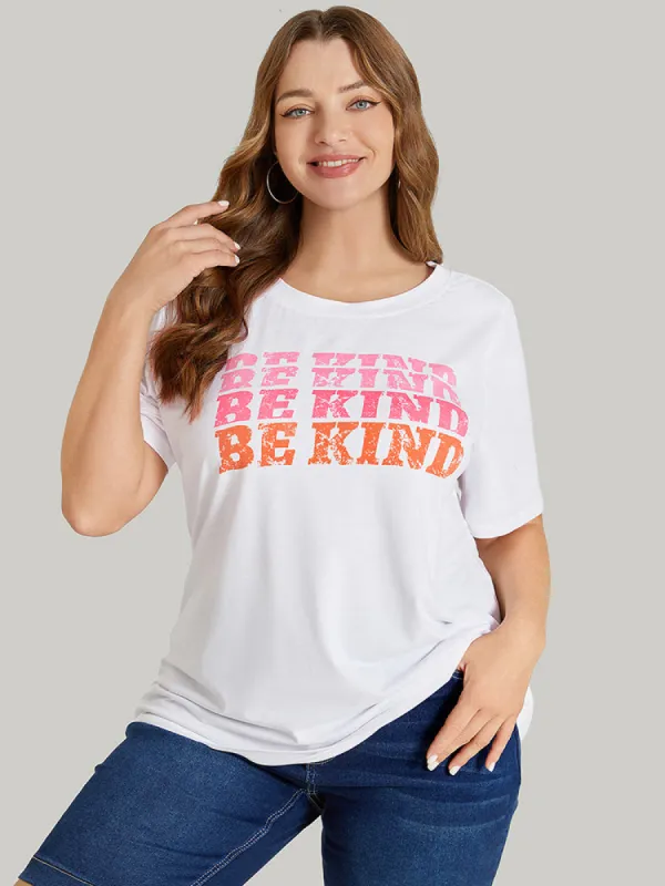 Slogan Print  Drop Shoulder Graphic Tee sold by Bloomchic