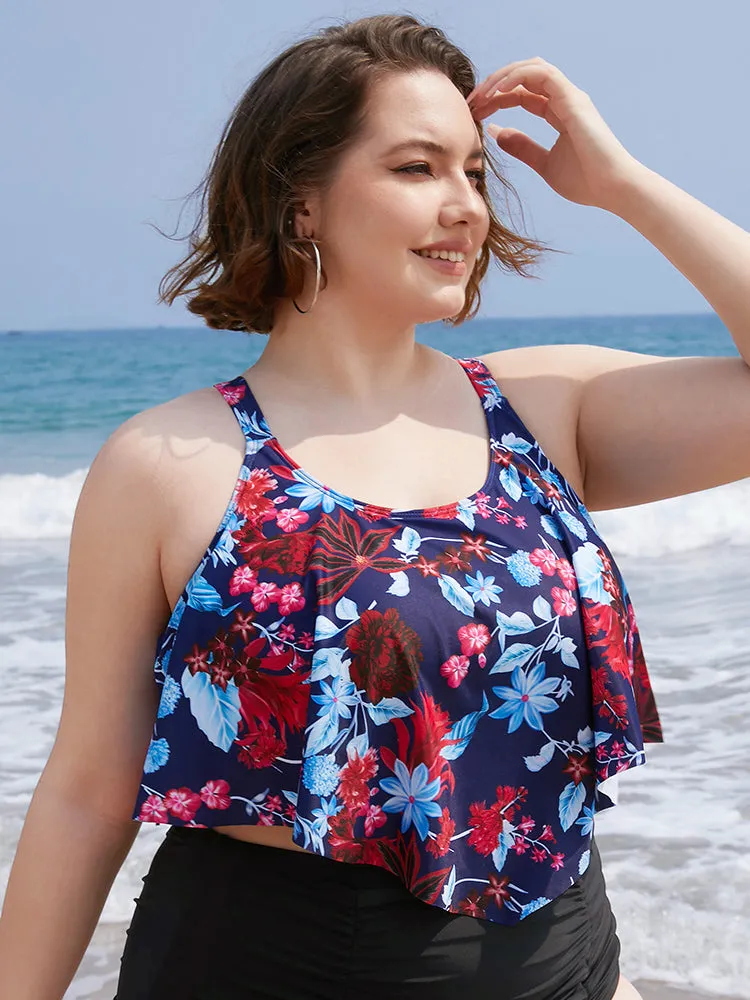 Floral Crossover Back Asymmetrical Tankini Top sold by Bloomchic product image thumbnail 3