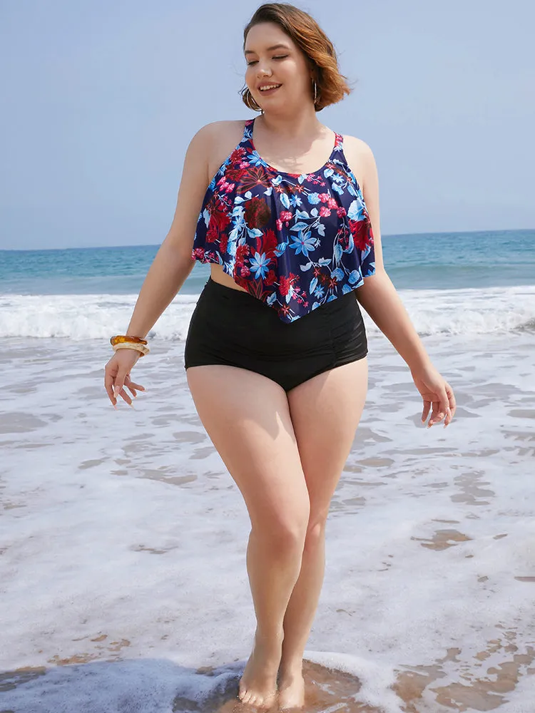 Floral Crossover Back Asymmetrical Tankini Top sold by Bloomchic product image thumbnail 5