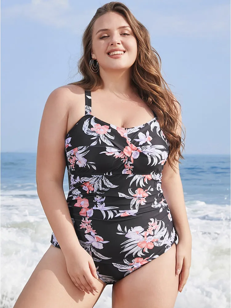 Floral Print Crossover Sculpt Waist One Piece Swimsuit sold by Bloomchic product image thumbnail 5