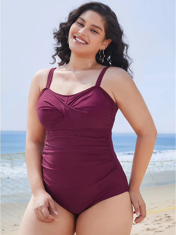 Crossover Front Sculpt Waist One Piece Swimsuit sold by Bloomchic