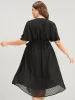 Glitter Polka Dot V Neck Pocket Belted Ruffles Hem Dress sold by Bloomchic