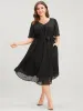 Glitter Polka Dot V Neck Pocket Belted Ruffles Hem Dress sold by Bloomchic