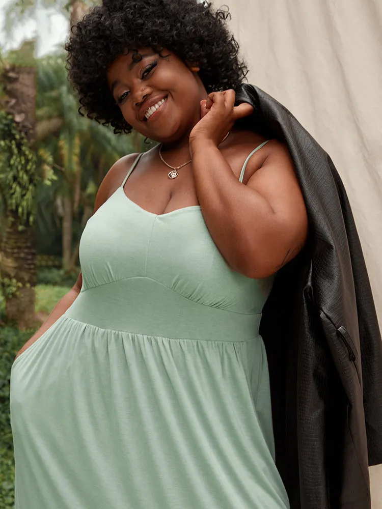 Solid Side Pocket Modal Midi Peasant Dress sold by Bloomchic product image thumbnail 5