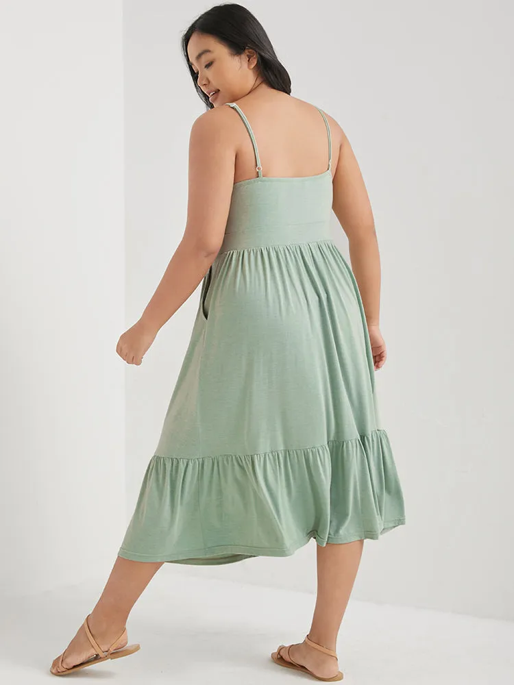 Solid Side Pocket Modal Midi Peasant Dress sold by Bloomchic product image thumbnail 3