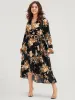 Floral Pocket Belted Ruffles High Low Hem Wrap Midi Dress sold by Bloomchic