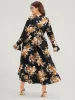 Floral Pocket Belted Ruffles High Low Hem Wrap Midi Dress sold by Bloomchic