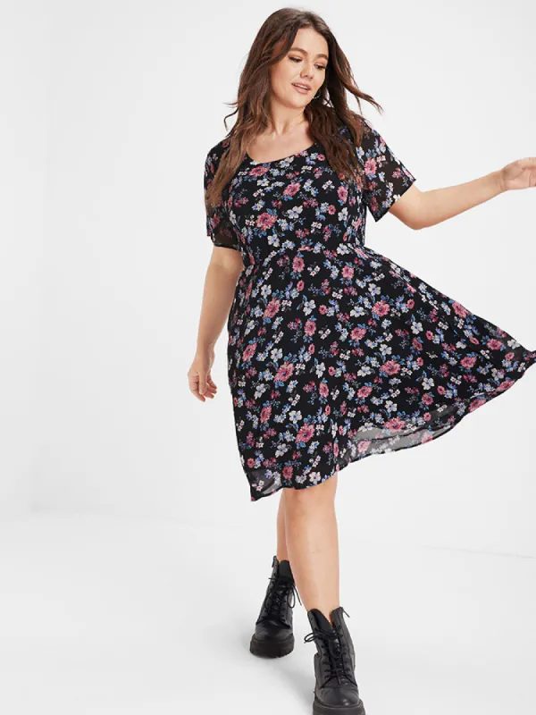 Bloom Dress - Scoop Neck Pocket Floral Short Dress sold by Bloomchic