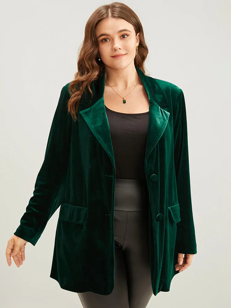 Solid Suit Collar Button Up Flap Pocket Velvet Blazer sold by Bloomchic product image thumbnail 2