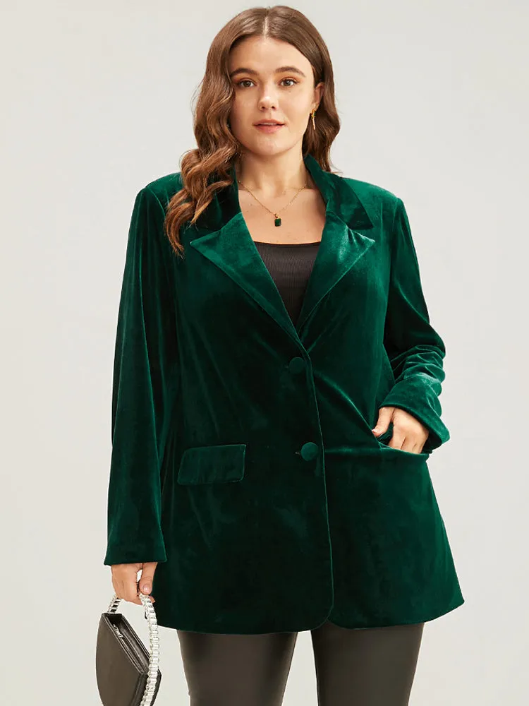 Solid Suit Collar Button Up Flap Pocket Velvet Blazer sold by Bloomchic product image thumbnail 4