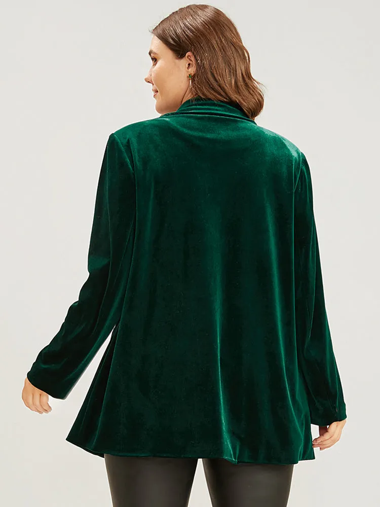 Solid Suit Collar Button Up Flap Pocket Velvet Blazer sold by Bloomchic product image thumbnail 5