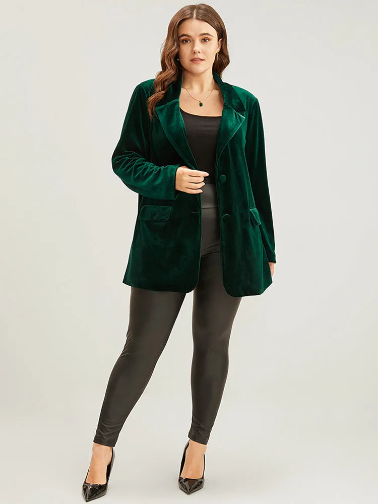 Solid Suit Collar Button Up Flap Pocket Velvet Blazer sold by Bloomchic product image thumbnail 3