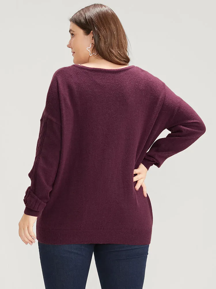 Soft Pointelle Knit Crisscoss Neck Cable Knit Top sold by Bloomchic product image thumbnail 5