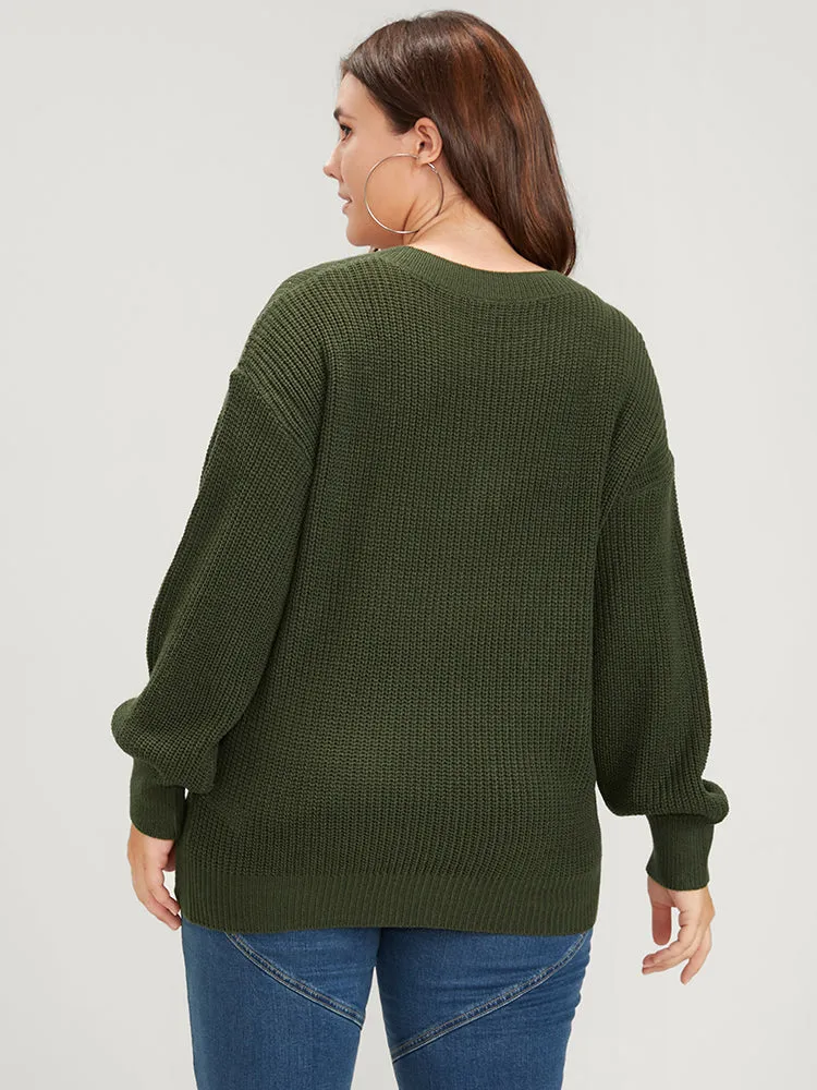 Solid Pointelle Knit V Neck Knit Top sold by Bloomchic product image thumbnail 5