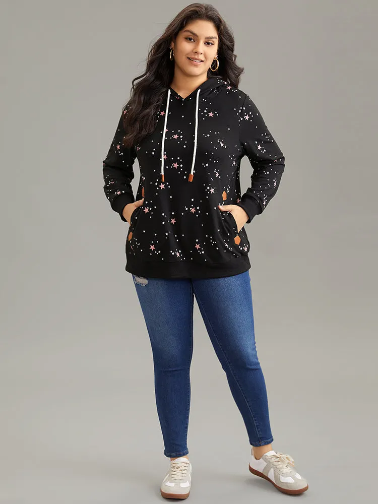 Star Kangaroo Pocket Hooded Rib Knit Sweatshirt sold by Bloomchic product image thumbnail 4