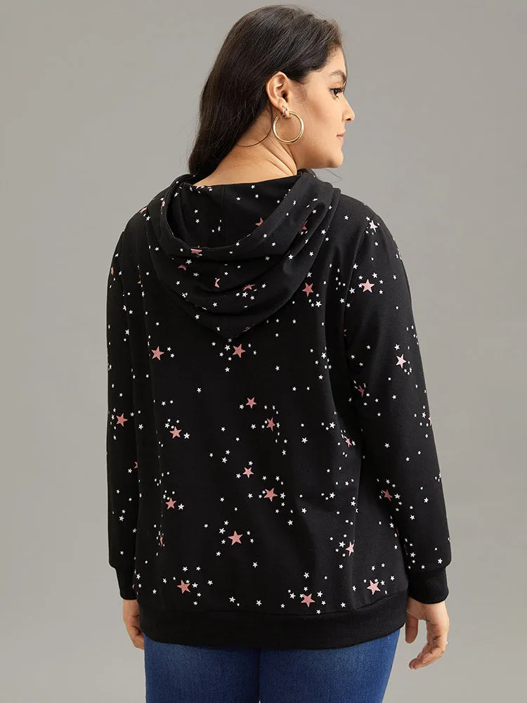 Star Kangaroo Pocket Hooded Rib Knit Sweatshirt sold by Bloomchic product image thumbnail 2