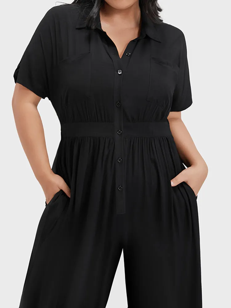 Solid Pocket Button Up Shirt Collar Jumpsuit sold by Bloomchic product image thumbnail 3