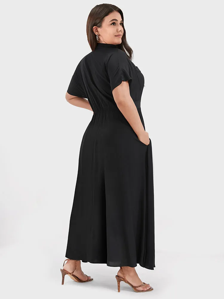 Solid Pocket Button Up Shirt Collar Jumpsuit sold by Bloomchic product image thumbnail 2