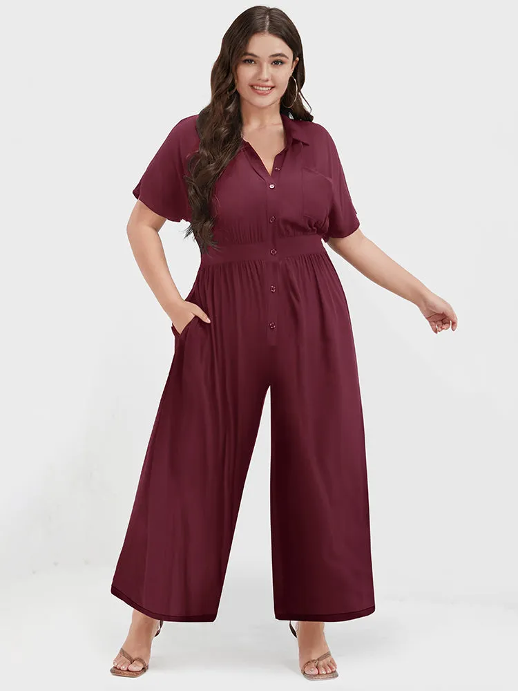 Solid Pocket Button Up Shirt Collar Jumpsuit sold by Bloomchic product image thumbnail 5