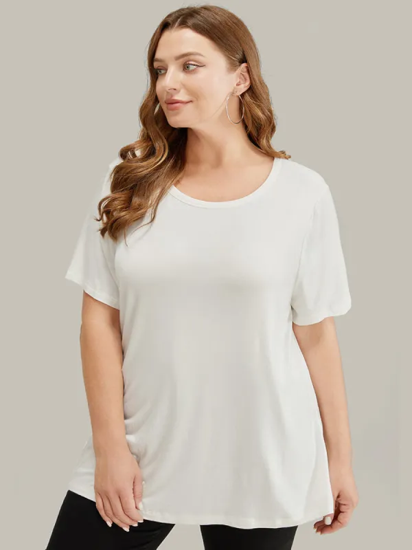 Supersoft Essentials Moderately Stretchy Solid Crew Neck T-shirt sold by Bloomchic