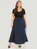 Plain Pocket Plicated Detail Elastic Waist Skirt sold by Bloomchic