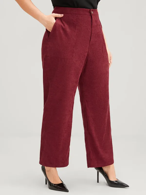 Solid Pocket Mid Rise Corduroy Pants sold by Bloomchic