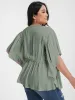 Solid Polka Dot V Neck Flutter Sleeve Blouse sold by Bloomchic