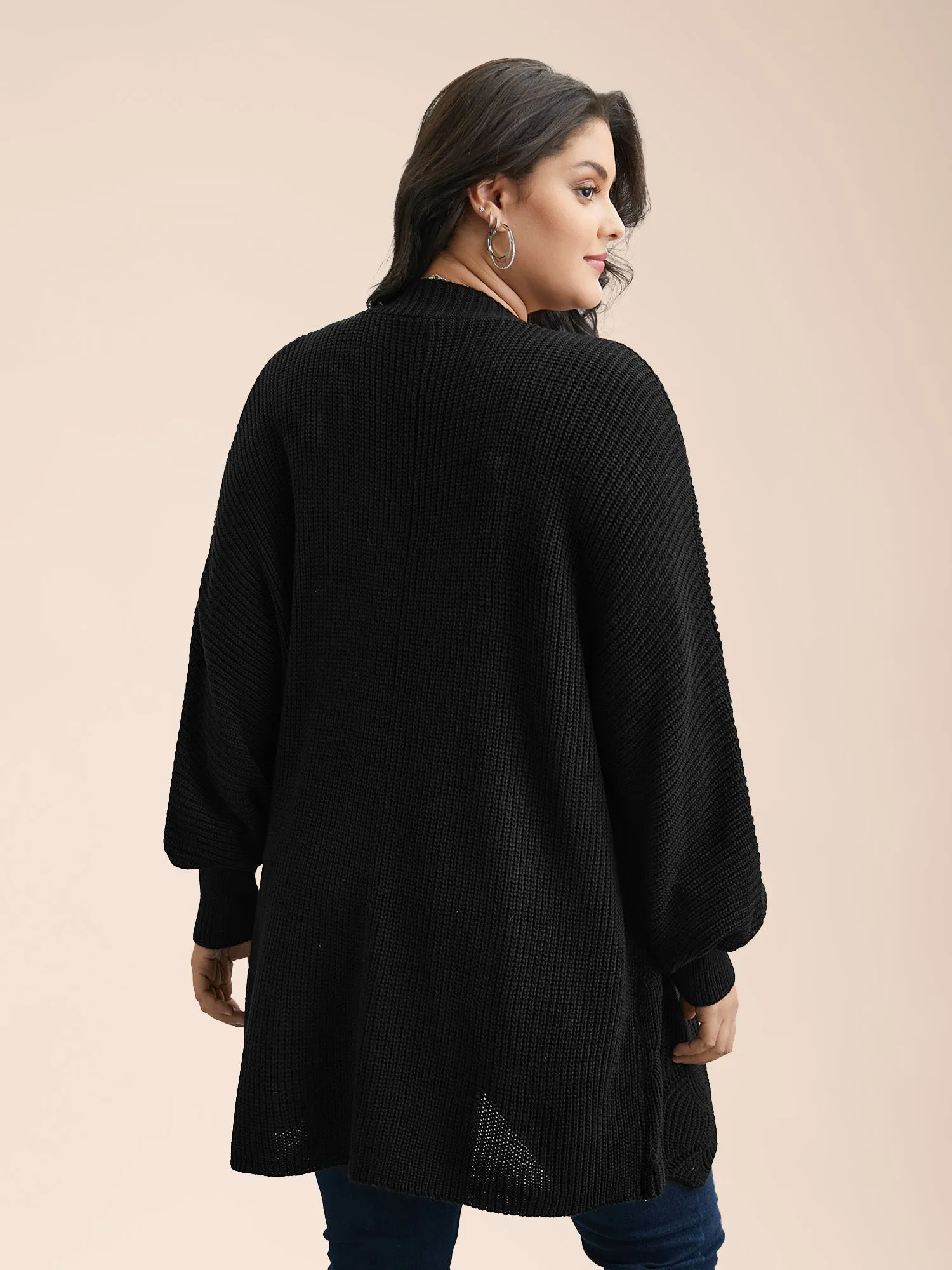 Textured Cut-Out Open-Front Cardigan sold by Bloomchic product image thumbnail 2