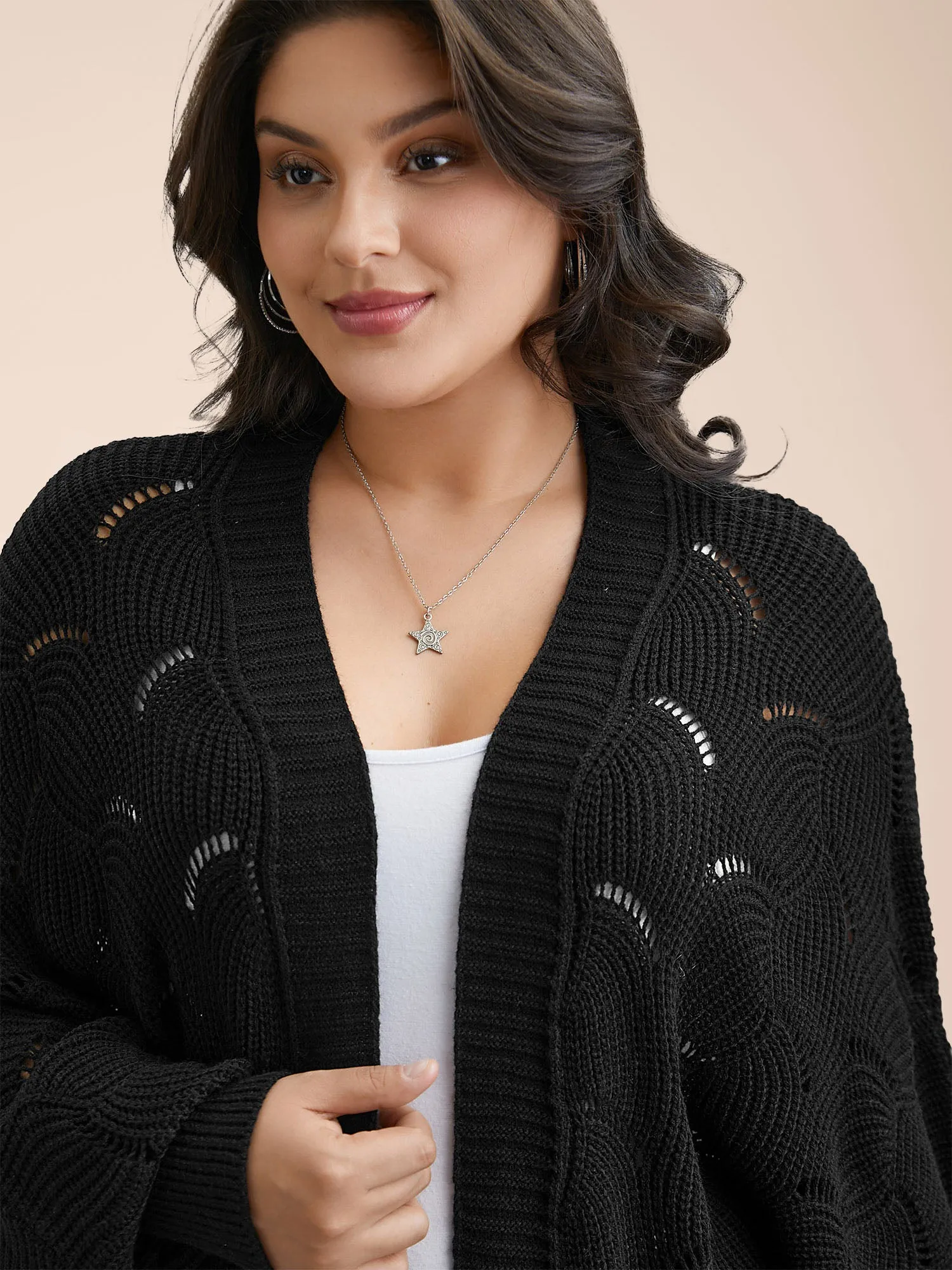 Textured Cut-Out Open-Front Cardigan sold by Bloomchic product image thumbnail 5