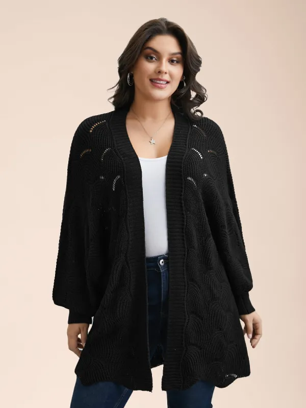 Textured Cut-Out Open-Front Cardigan sold by Bloomchic