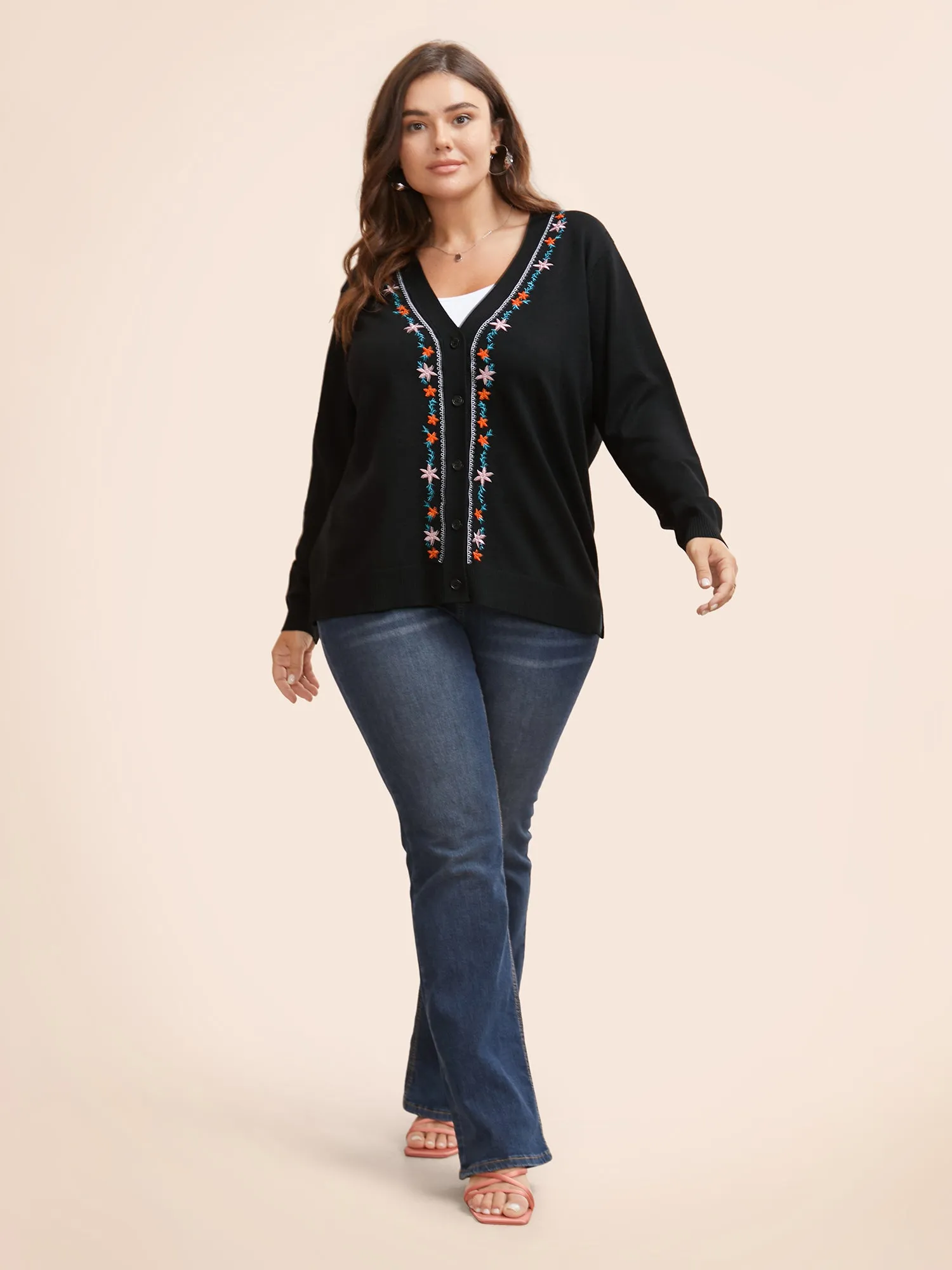 Supersoft Essentials Floral Embroidered Cardigan sold by Bloomchic product image thumbnail 3