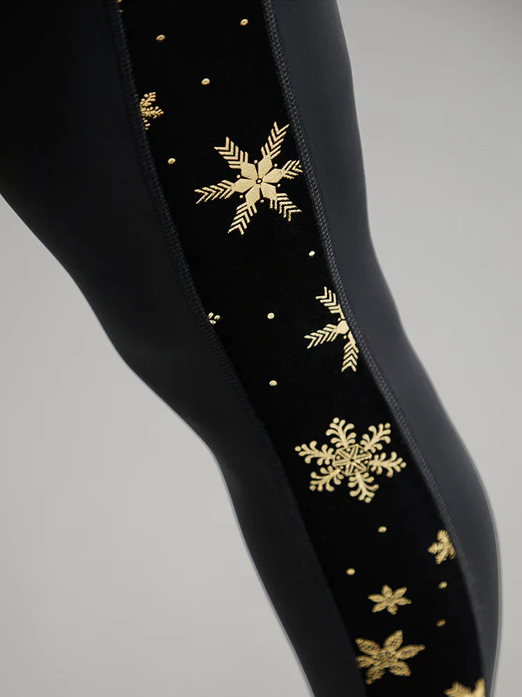 Snowflake Glitter High Rise Skinny Leggings sold by Bloomchic product image thumbnail 5
