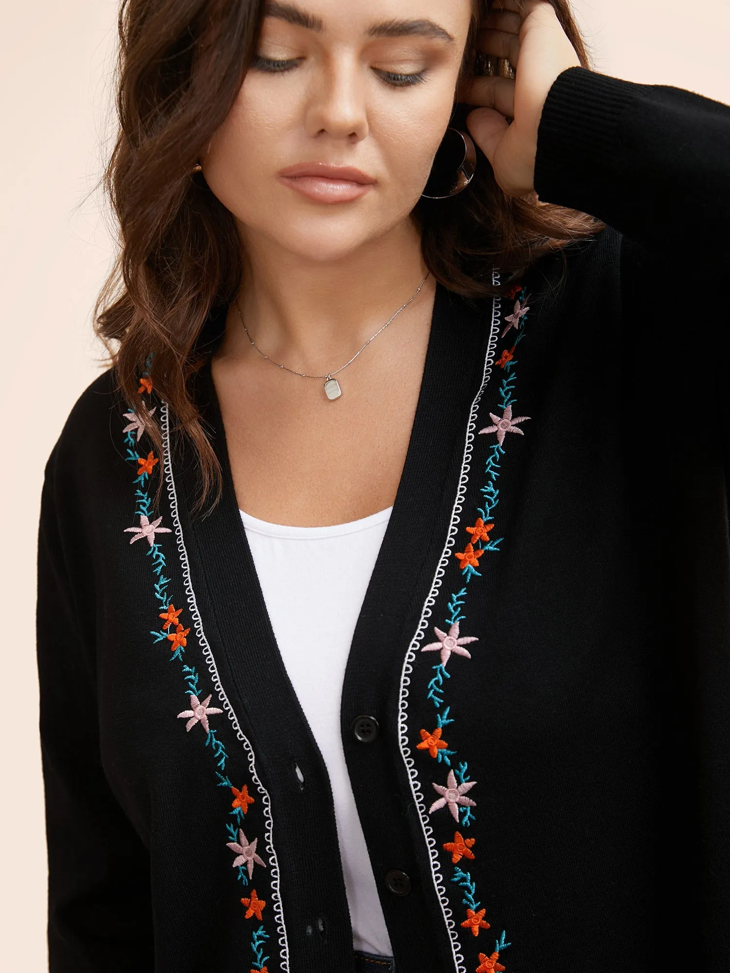 Supersoft Essentials Floral Embroidered Cardigan sold by Bloomchic product image thumbnail 4
