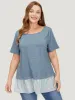 Striped Patchwork Heather T-shirt sold by Bloomchic