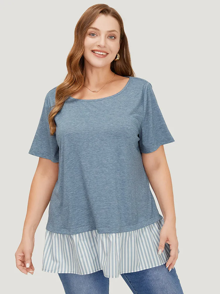 Striped Patchwork Heather T-shirt sold by Bloomchic product image thumbnail 4